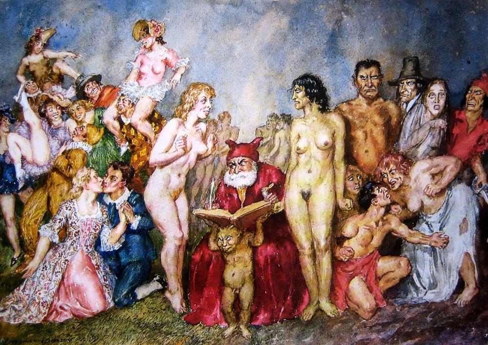 Erotic phantasmagoria by artist Norman Lindsay - NSFW, , Painting, Satyr, Fantasy, Longpost