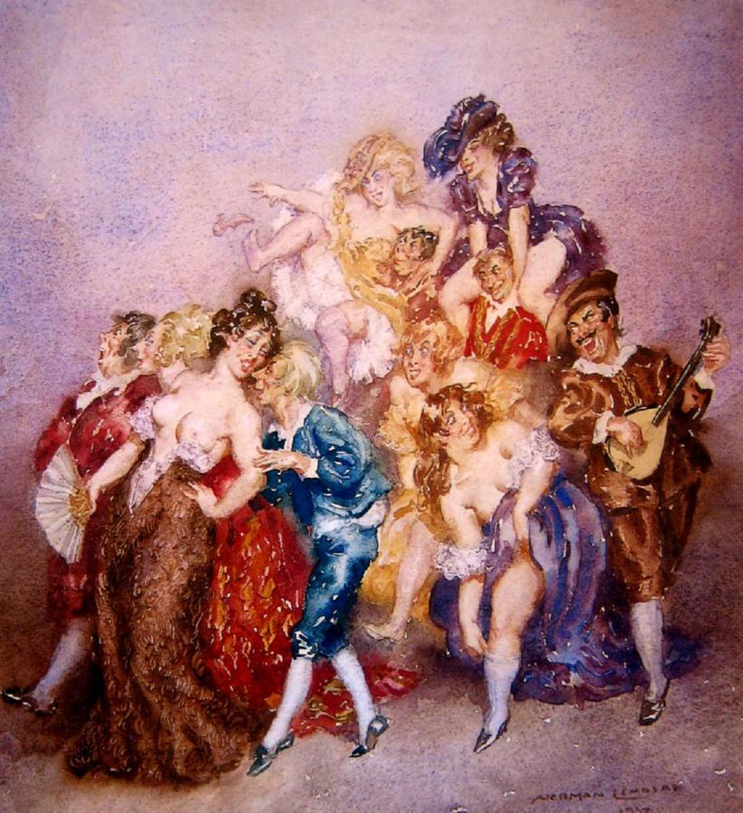 Erotic phantasmagoria by artist Norman Lindsay - NSFW, , Painting, Satyr, Fantasy, Longpost