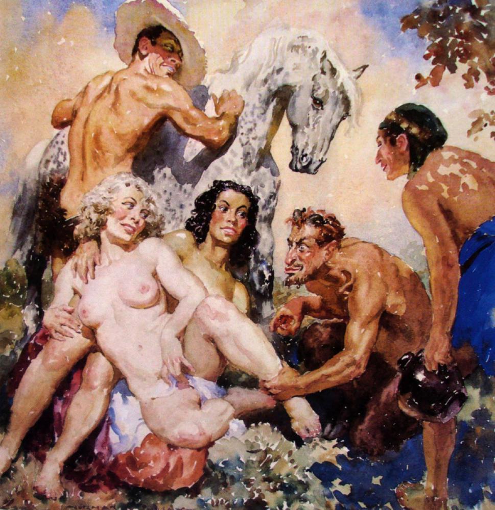 Erotic phantasmagoria by artist Norman Lindsay - NSFW, , Painting, Satyr, Fantasy, Longpost