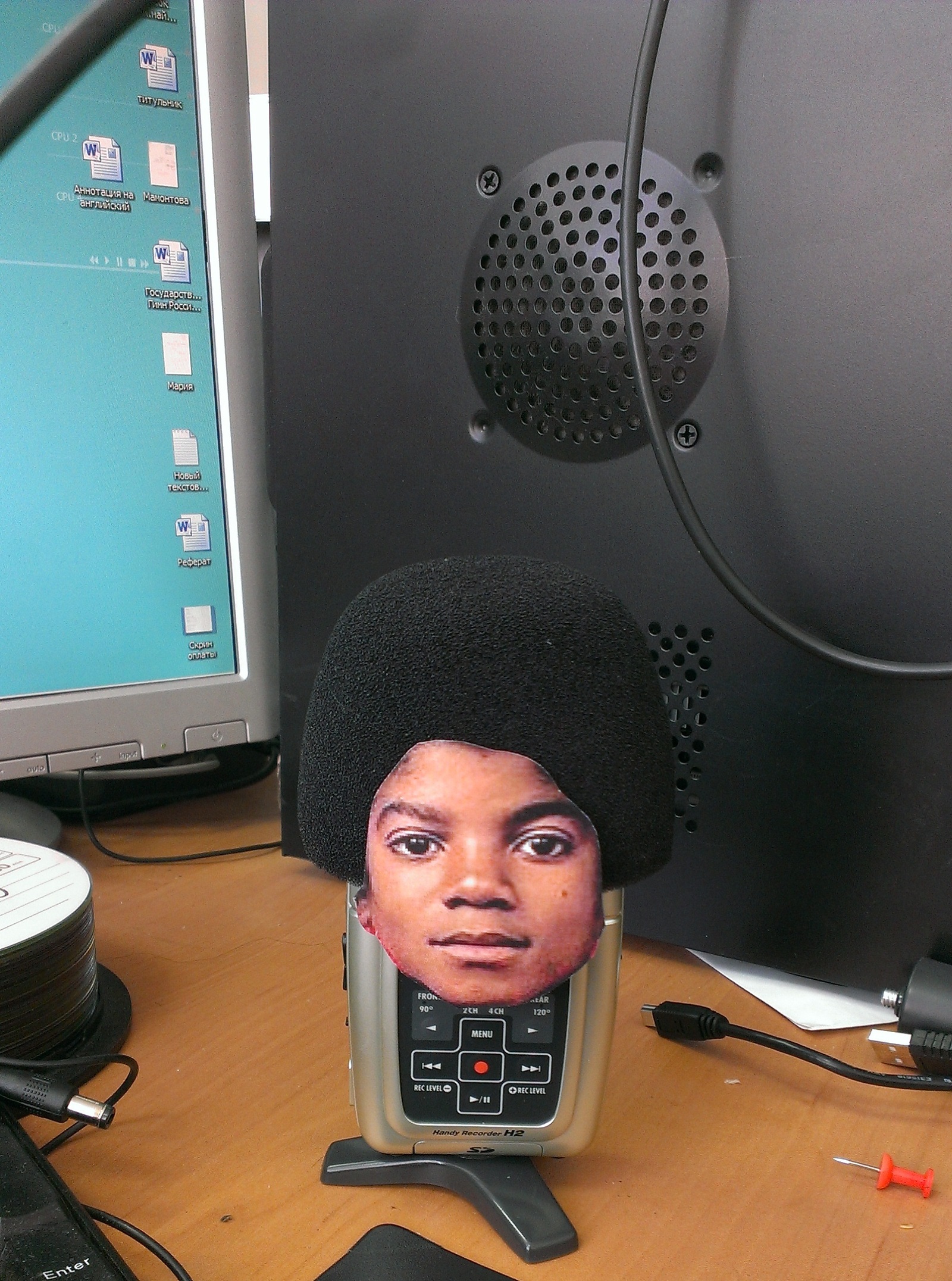 My table is guarded by M.Jackson! - My, Microphone, Ambushur, Table, Michael Jackson, Youth