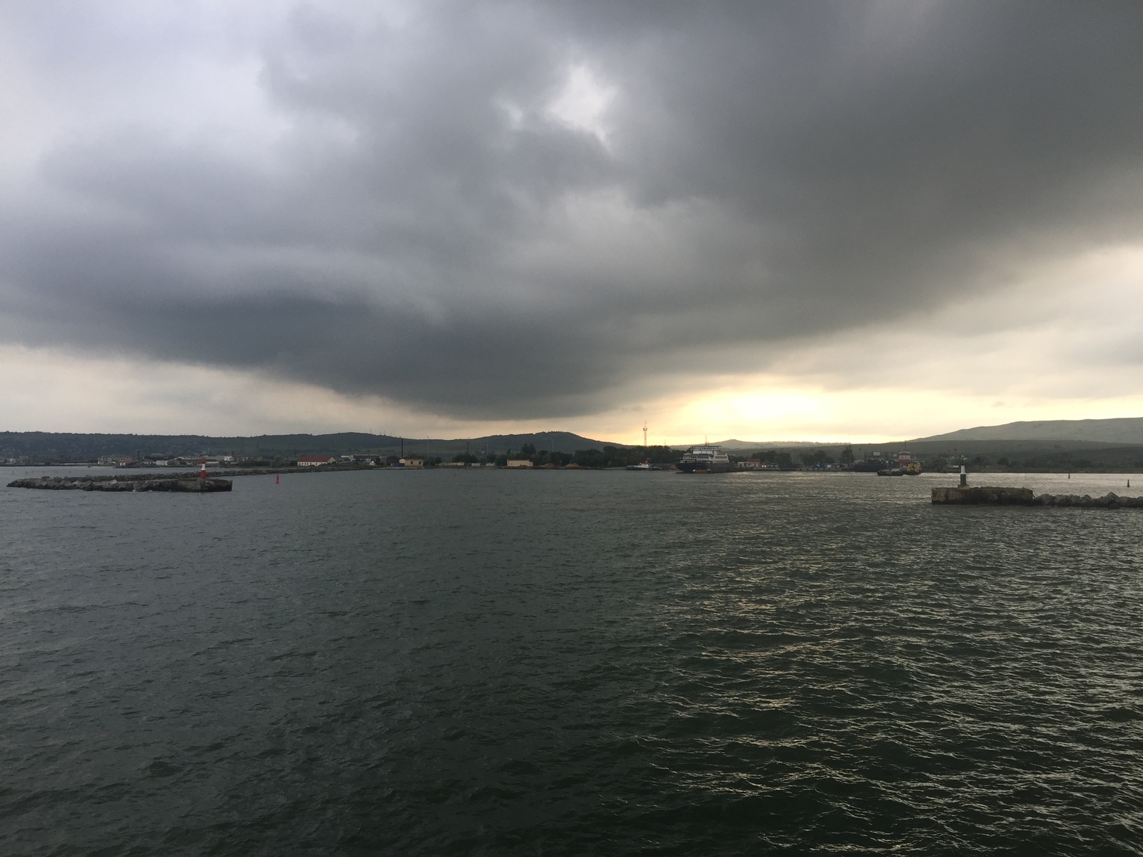 Crossing the Kerch Strait - My, Crimea, Kerch, Crossing, Port of Crimea, Port Caucasus, Sea, Sky, Longpost