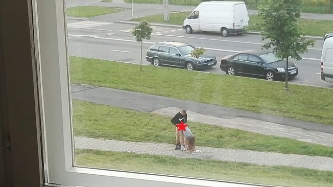 Coins have been introduced in Belarus. The girl scattered them, the guy helps her not to fall - NSFW, Idiocy, Coin, Republic of Belarus, The street, Immoral, Support, Arthouse, Cinema is not for everyone, Movies