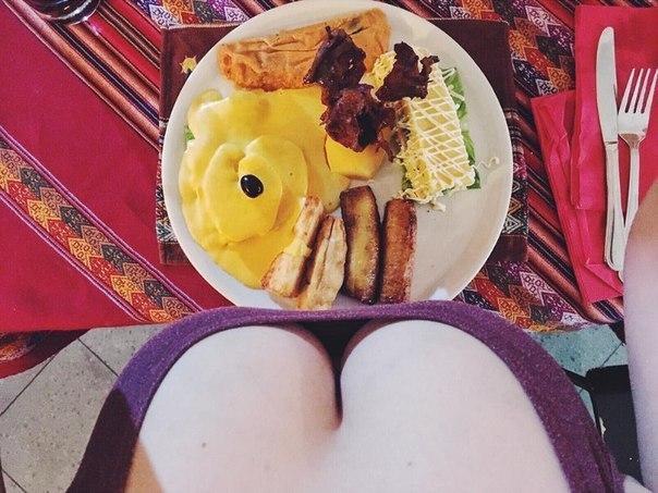 Food through the eyes of women - NSFW, Food, Boobs, Photo, View from above, Longpost