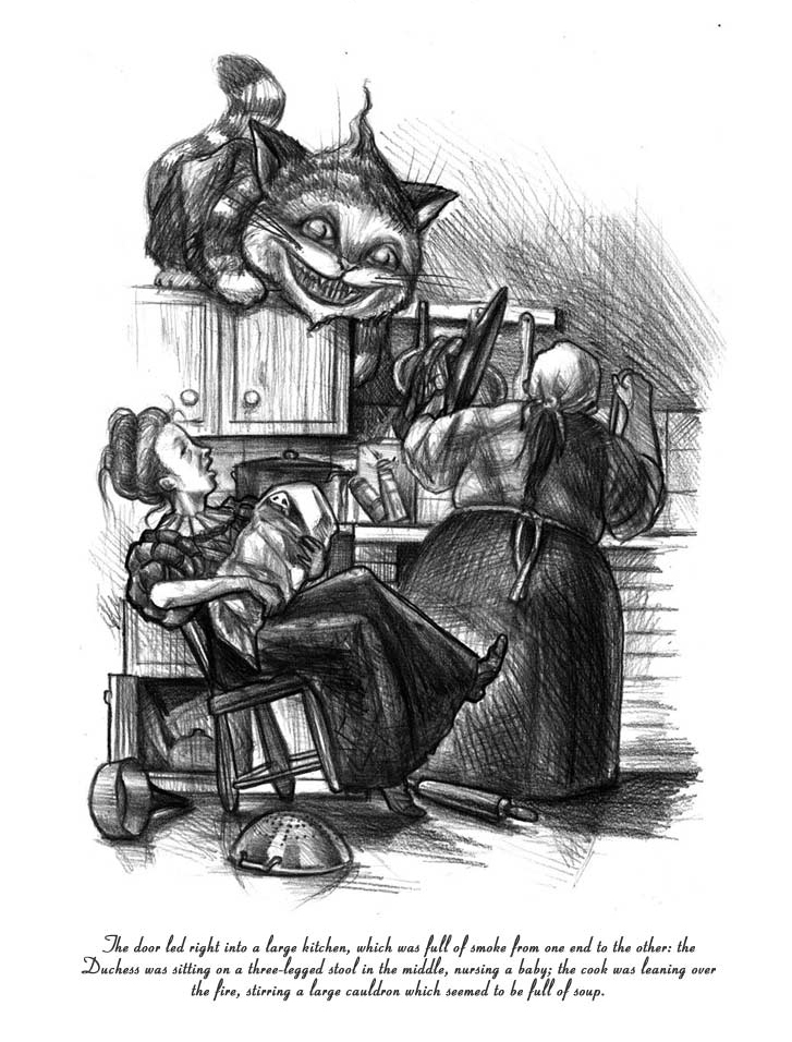 Alice in Wonderland. Illustrations by Denis Kornev - My, Art, Illustrations, Alice in Wonderland, Denis Kornev, Pencil, Longpost, Drawing, Creation