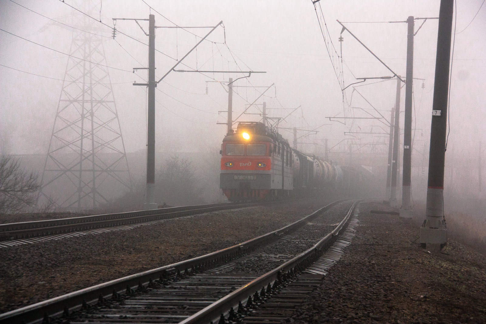 railway post - My, Photo, The photo, Russia, A train, Railway, Fog, My, Longpost