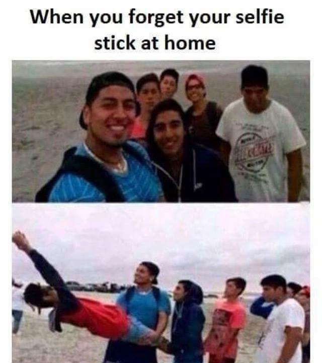 When you forgot your selfie stick at home. - Selfie, Selfie stick, Humorist