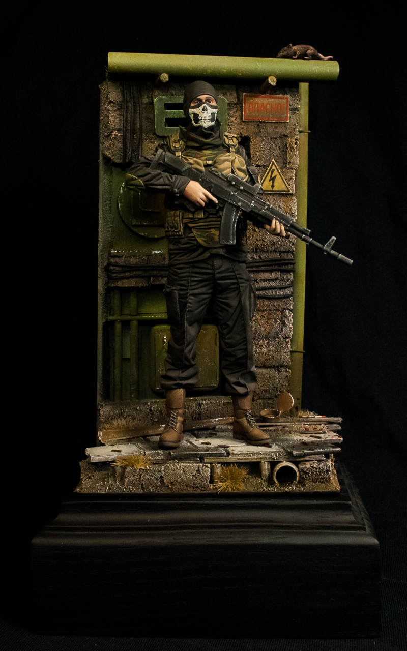 Stalker - mercenary - My, Miniature, Modeling, Stalker, Painting, , Kalashnikov, Longpost