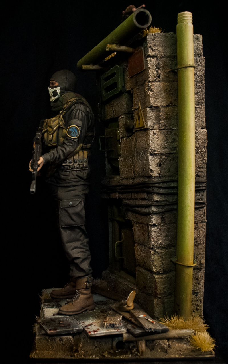 Stalker - mercenary - My, Miniature, Modeling, Stalker, Painting, , Kalashnikov, Longpost