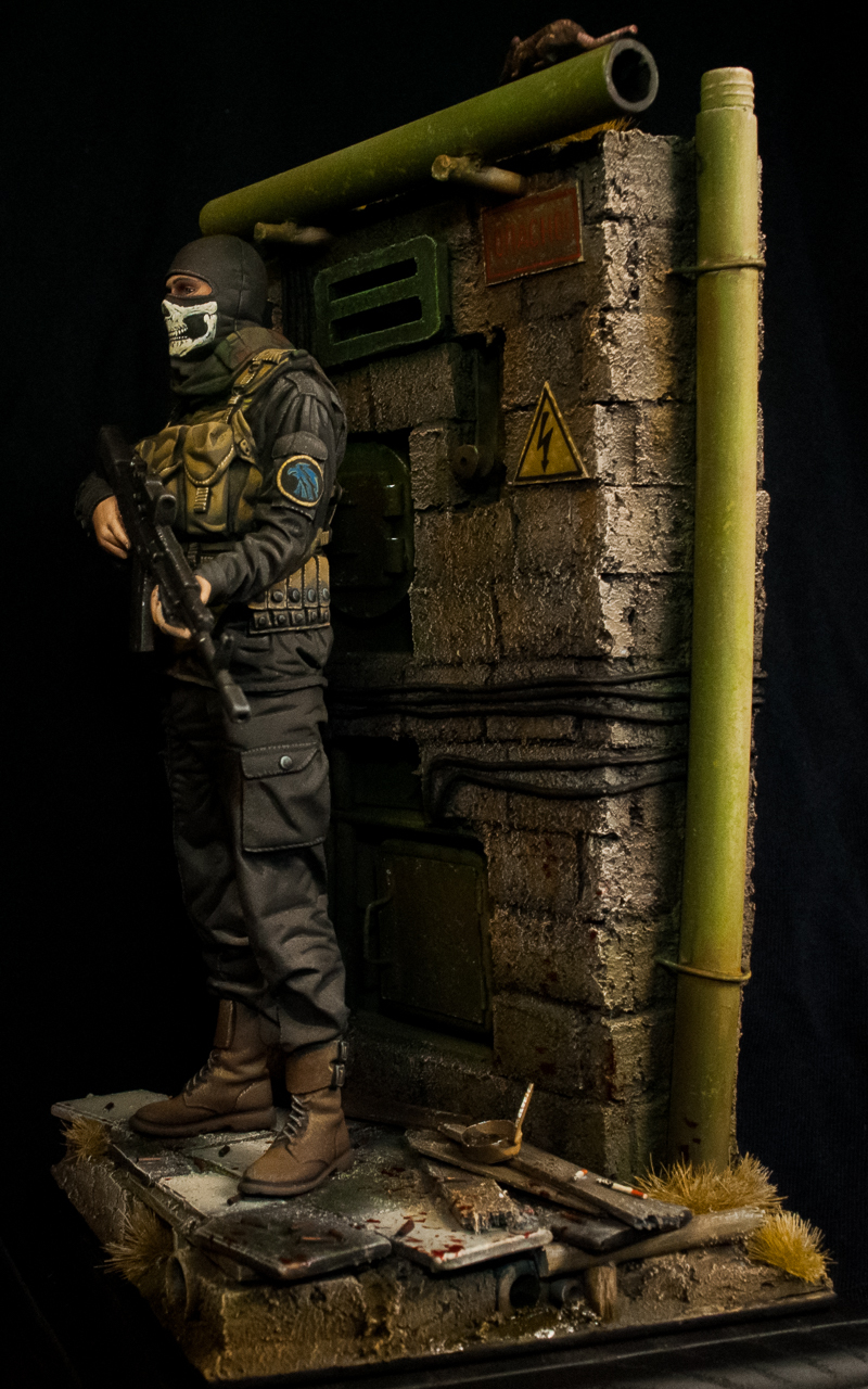 Stalker - mercenary - My, Miniature, Modeling, Stalker, Painting, , Kalashnikov, Longpost