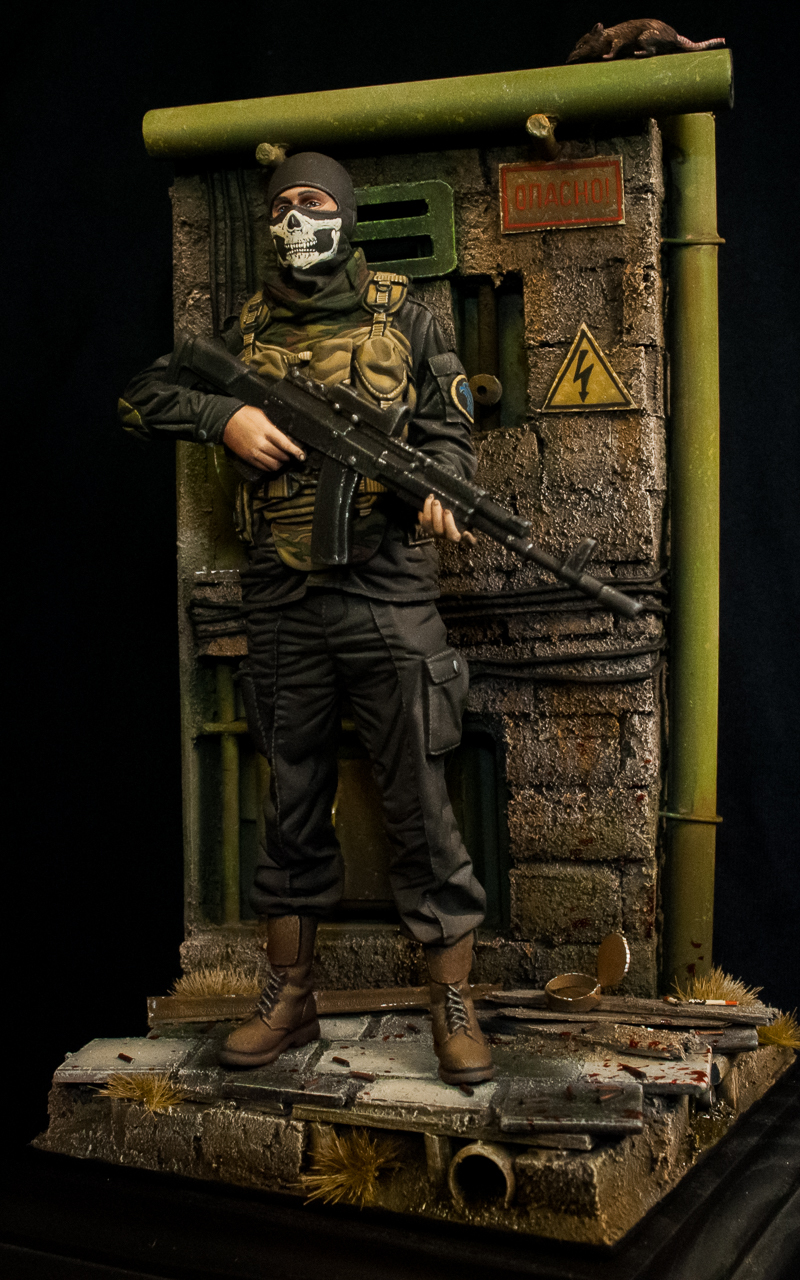 Stalker - mercenary - My, Miniature, Modeling, Stalker, Painting, , Kalashnikov, Longpost