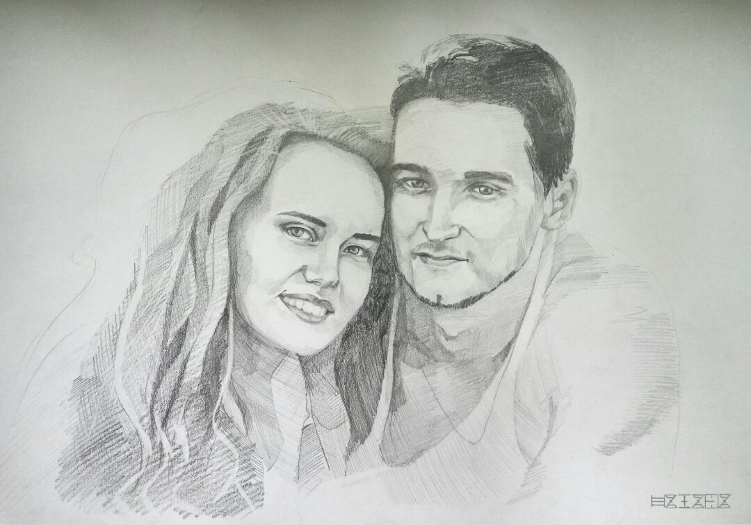 Portrait - My, Portrait, Pencil, Artist, Creation, Happiness, Love, Pair, Idyll