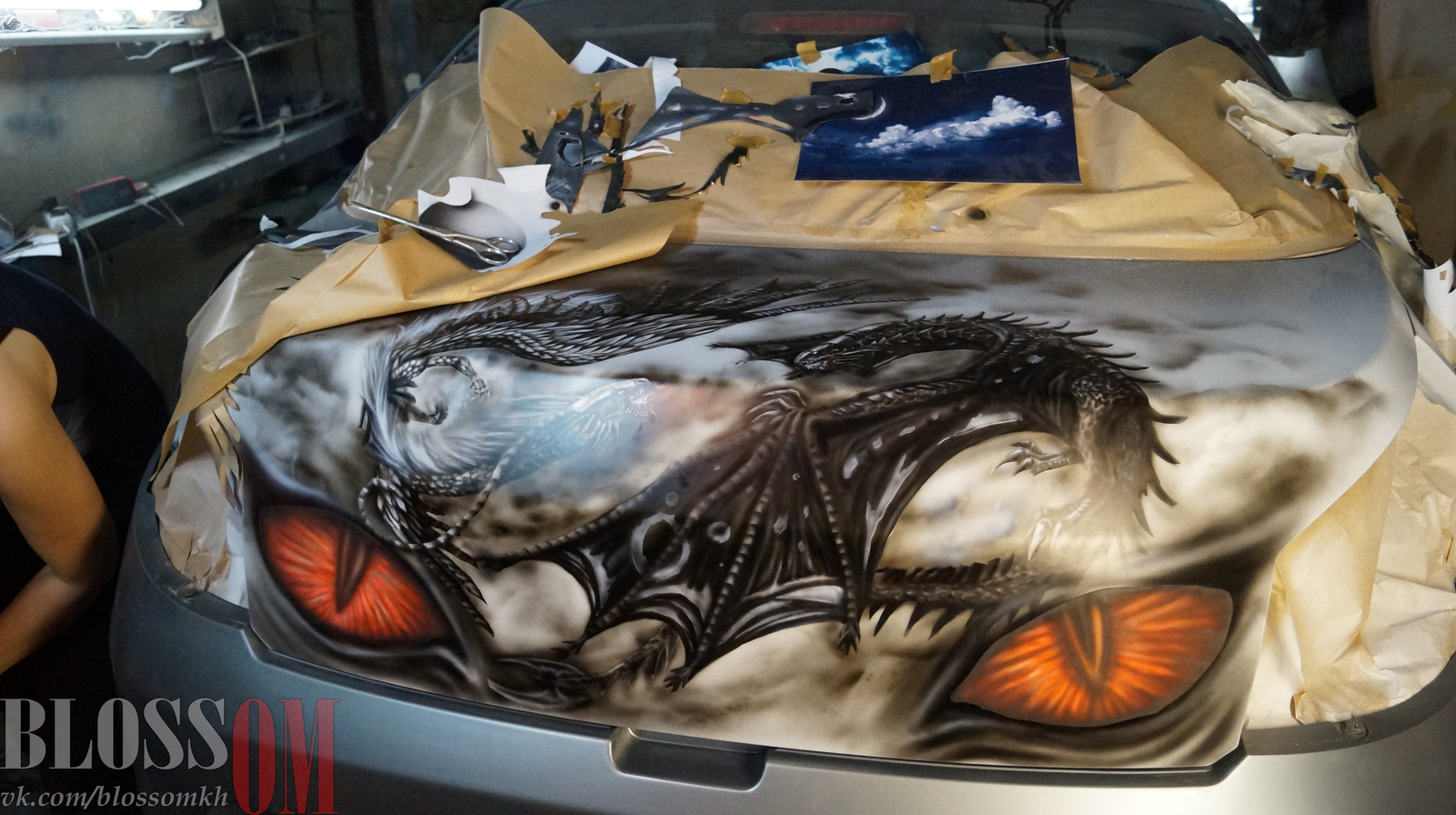 Protected by dragons - My, Airbrushing, Car, The Dragon, Blossom, Art, Fantasy, Drawing, Painting, Longpost