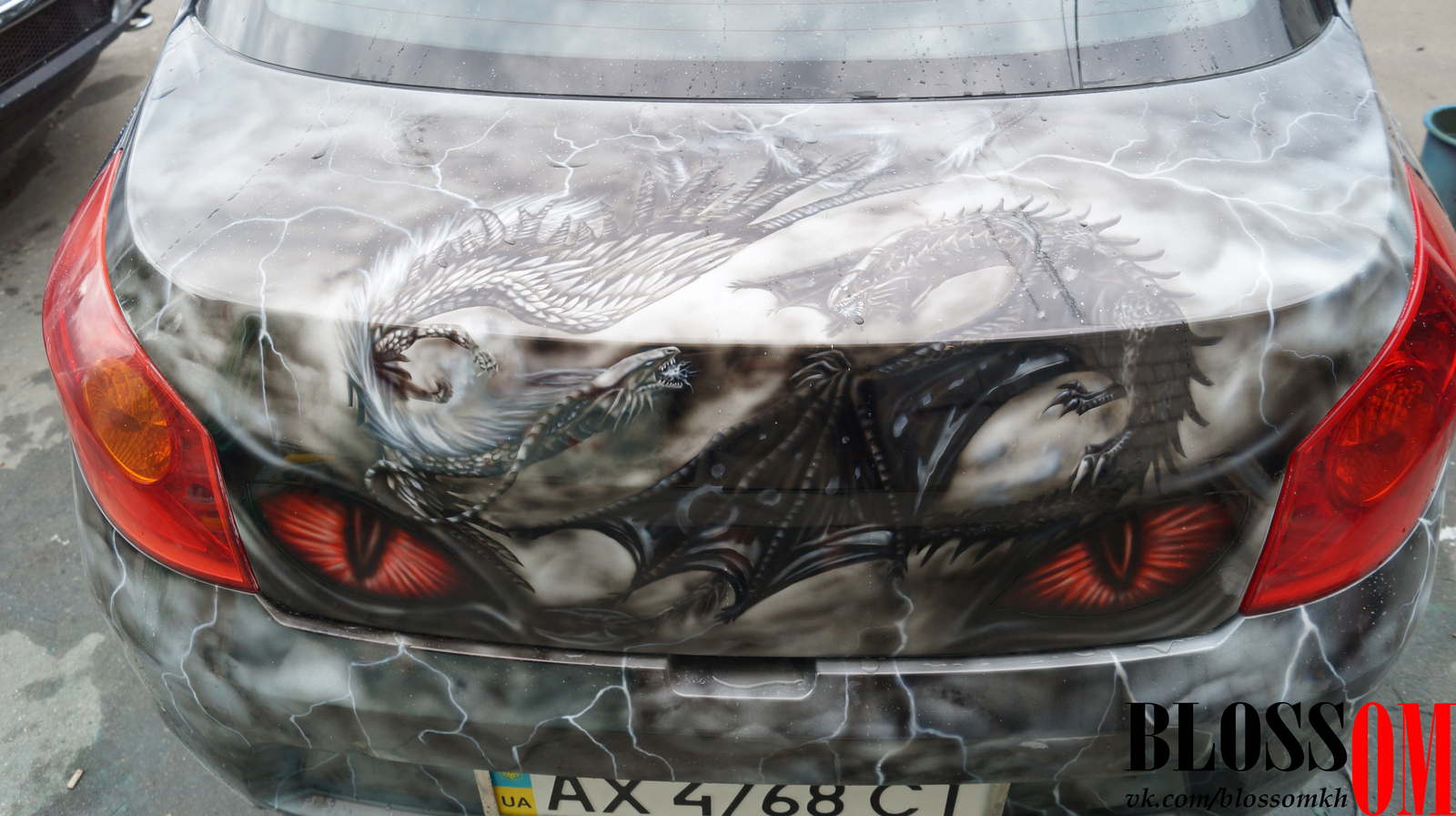 Protected by dragons - My, Airbrushing, Car, The Dragon, Blossom, Art, Fantasy, Drawing, Painting, Longpost