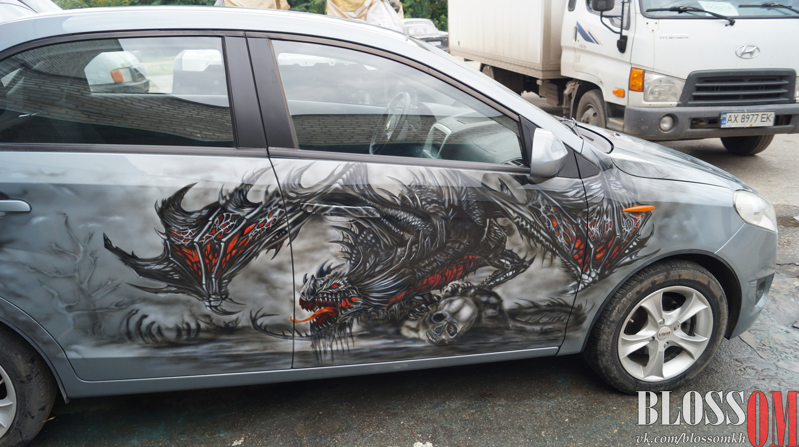 Protected by dragons - My, Airbrushing, Car, The Dragon, Blossom, Art, Fantasy, Drawing, Painting, Longpost