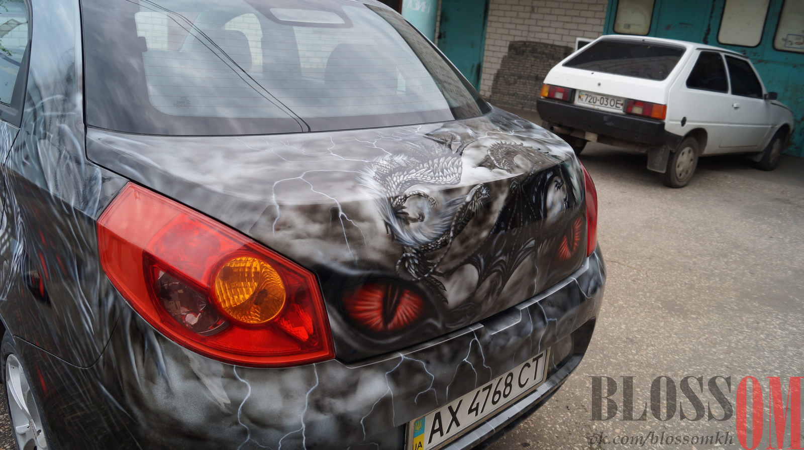 Protected by dragons - My, Airbrushing, Car, The Dragon, Blossom, Art, Fantasy, Drawing, Painting, Longpost