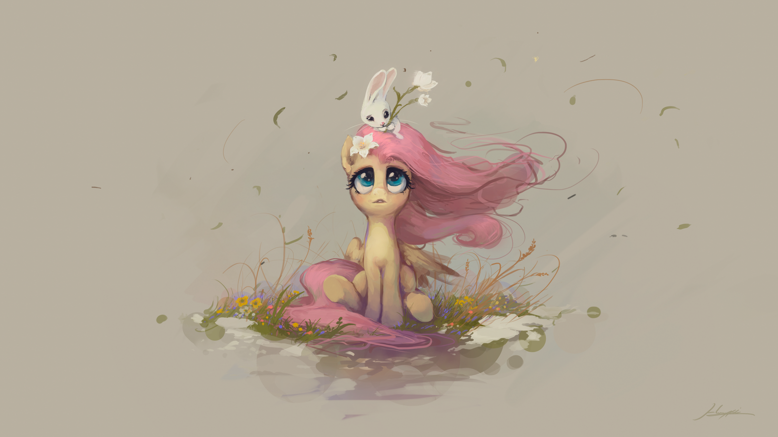 Spring Breeze - My little pony, Fluttershy, Angel bunny, Deviantart, Art, Huussii