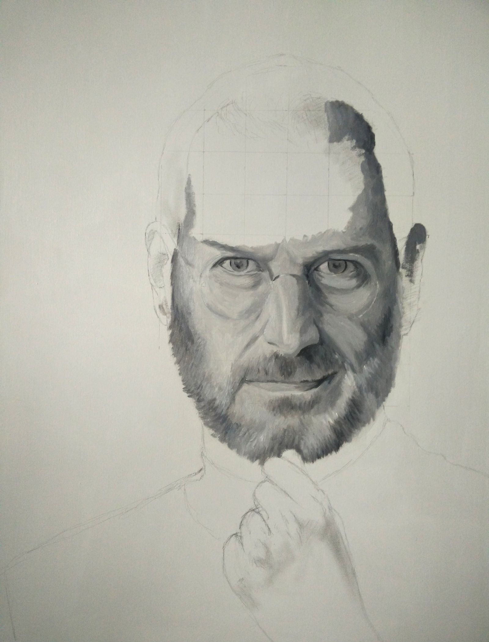 How I wrote Steve - My, My, Art, Steve Jobs, Apple, Painting, Painting, Longpost