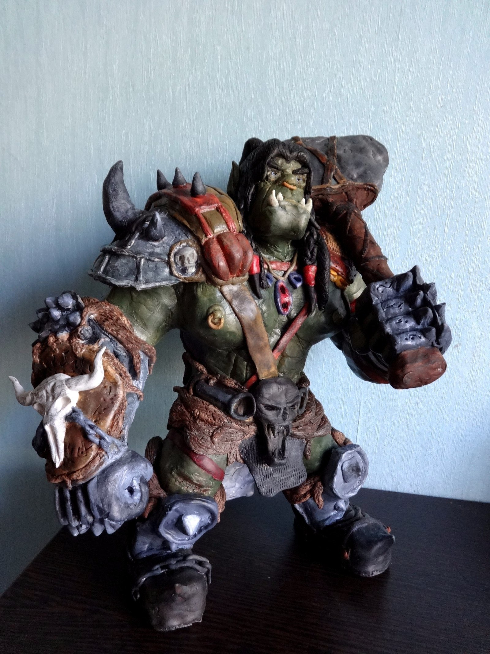 Orkusha - My, Polymer clay, Warcraft, Orcs, Longpost