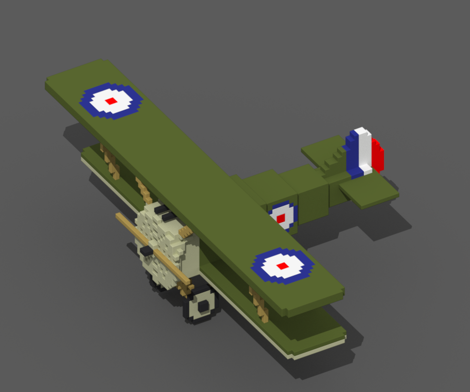 Английский биплан Sopwith Camel, Немецкий триплан Fokker Dr.1 и ЗИЛ 130 - Моё, Magicavoxel, Voxel, Voxelart, Pixel Art, Длиннопост