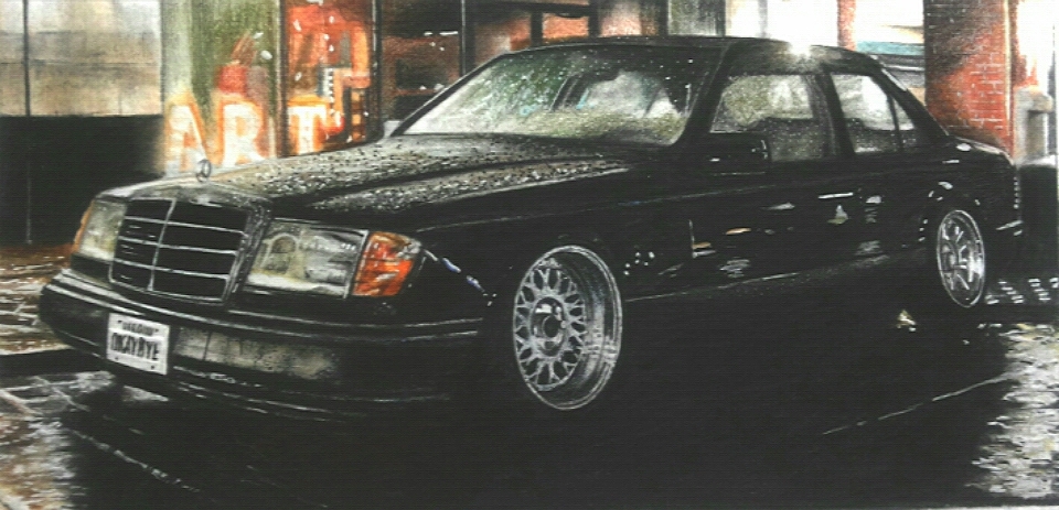 My old drawing, colored pencils, - My, Drawing, Car, Graphics, Mercedes