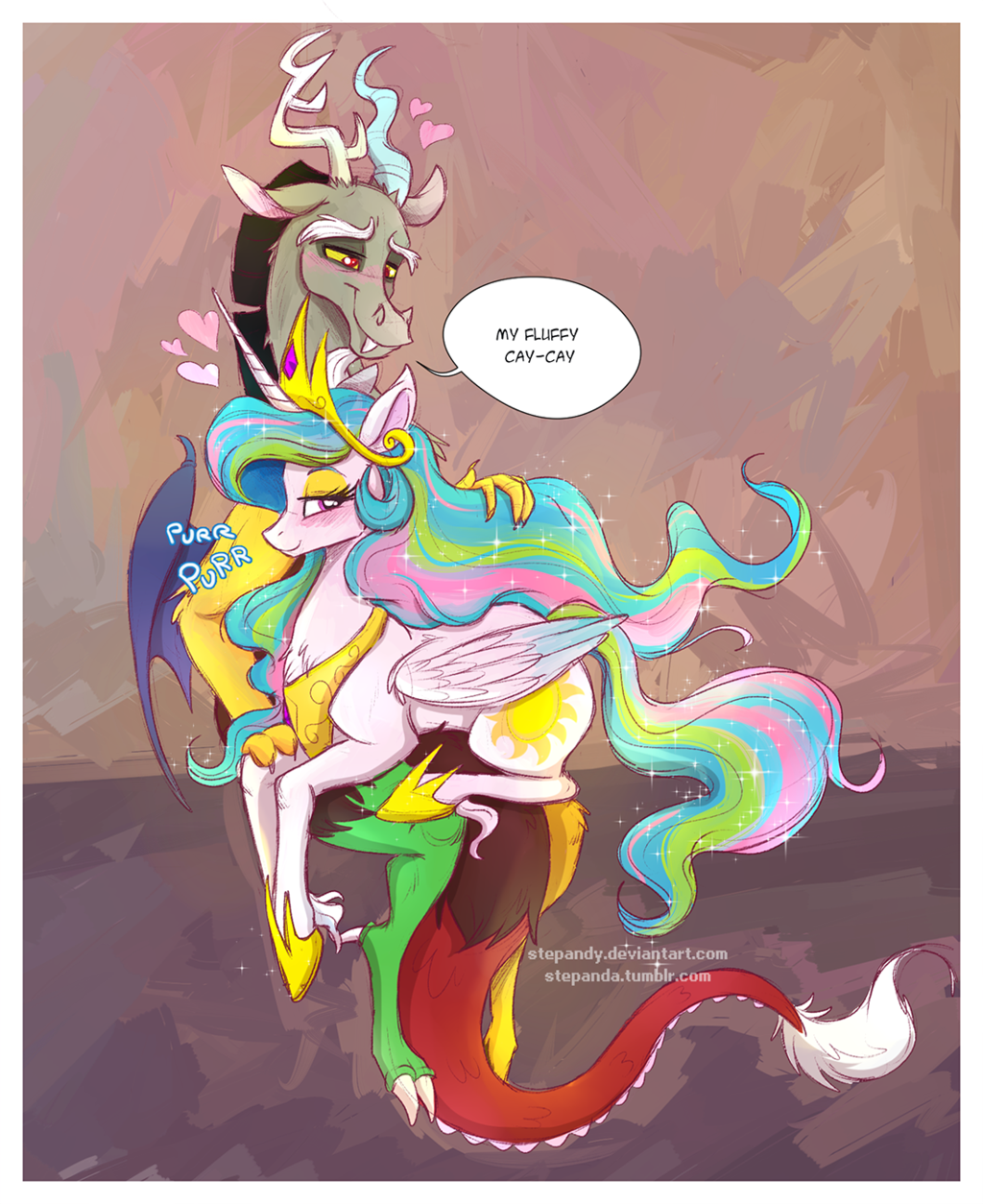 My Fluffy Cay-Cay - My Little Pony, Princess Celestia, Kk, Discord, PonyArt, Шиппинг, Дислестия, MLP Season 6