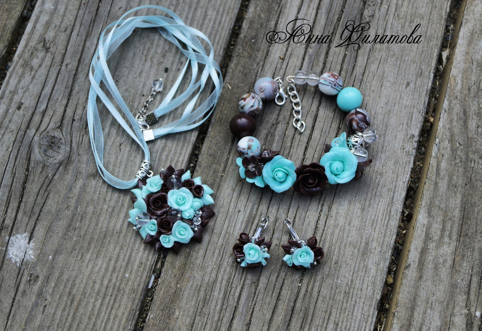 Polymer clay - Polymer clay, Vladivostok, Earrings, A bracelet, Necklace, Necklace, Pendant