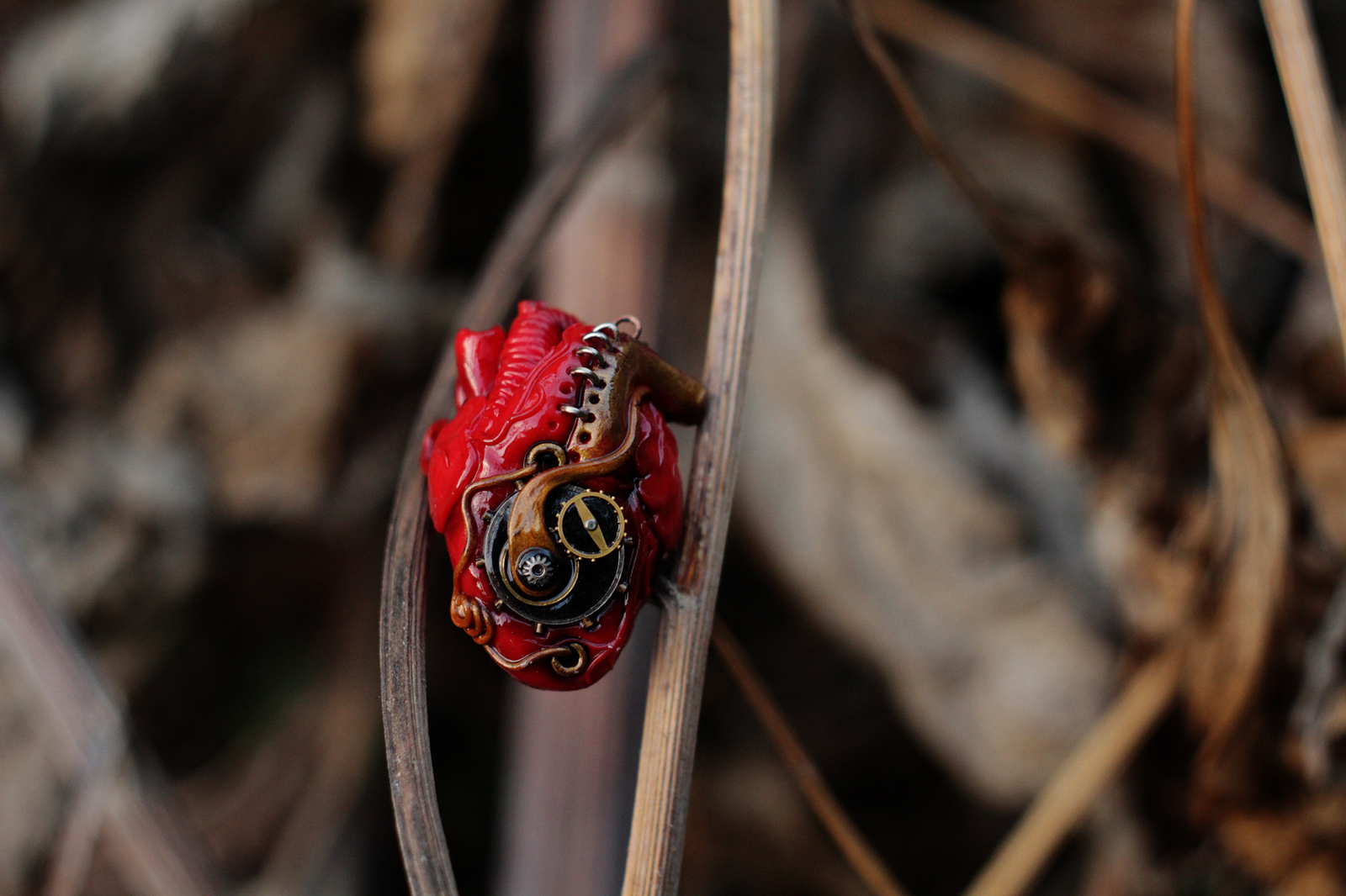 Pendant biomechanical heart - My, Biomechanics, Polymer clay, Heart, Pendant