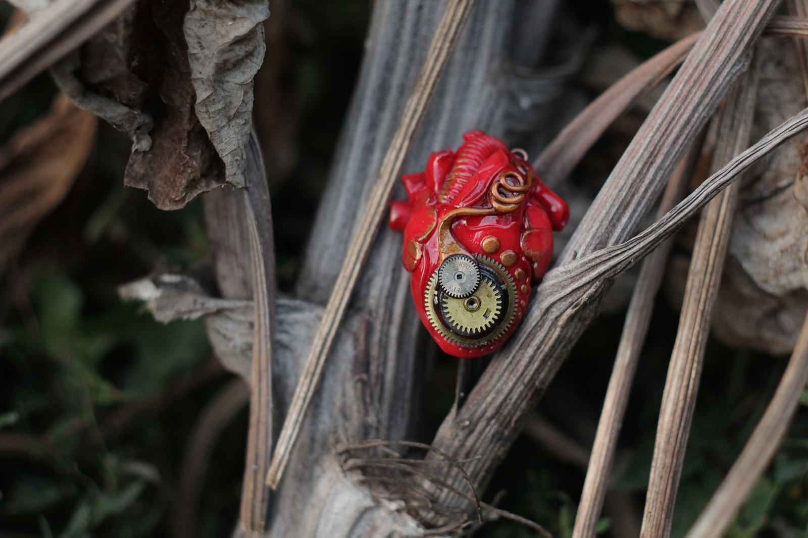 Pendant biomechanical heart - My, Biomechanics, Polymer clay, Heart, Pendant