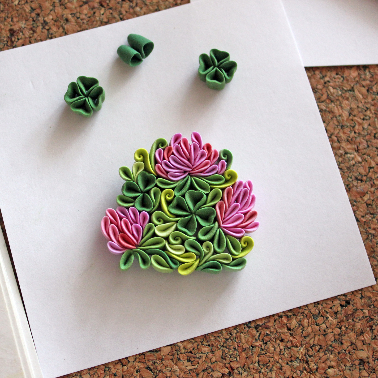 Something new, Clover jewelry set - My, Polymer clay, Handmade, Creation, Clover, Decoration