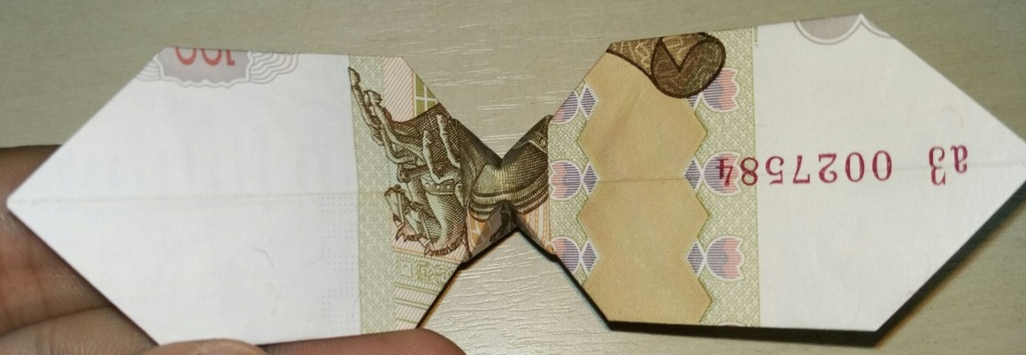 Money Gami. - My, Moneygami, Origami, The bow tie, One hundred rubles, Longpost