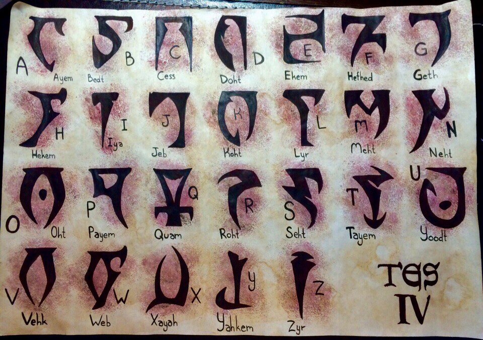 Daedric alphabet - My, Daedra, The Elder Scrolls IV: Oblivion, Watercolor