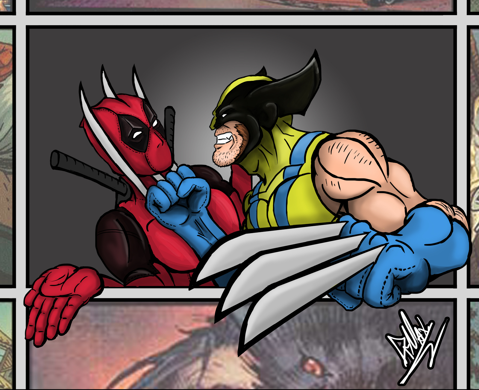 Waiting for the second part of the Dead pool (Deadpool, Wolverine old school) - My, Deadpool, Wolverine X-Men, Marvel, Art, , Drawing, Wolverine (X-Men)