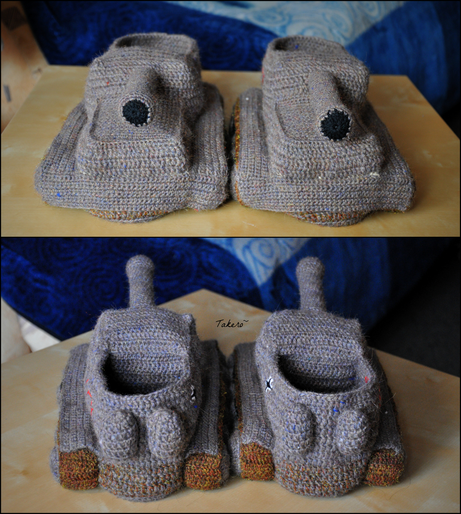 Tank slippers in the studio! - My, World of tanks, Needlework, Crochet, Slippers, Longpost