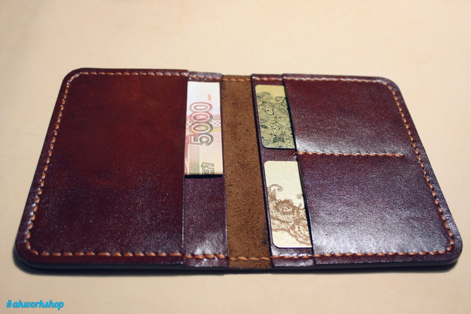 Purse without buttons and zippers for pikabushnik - My, Leather, My, Wallet, With your own hands, , Longpost