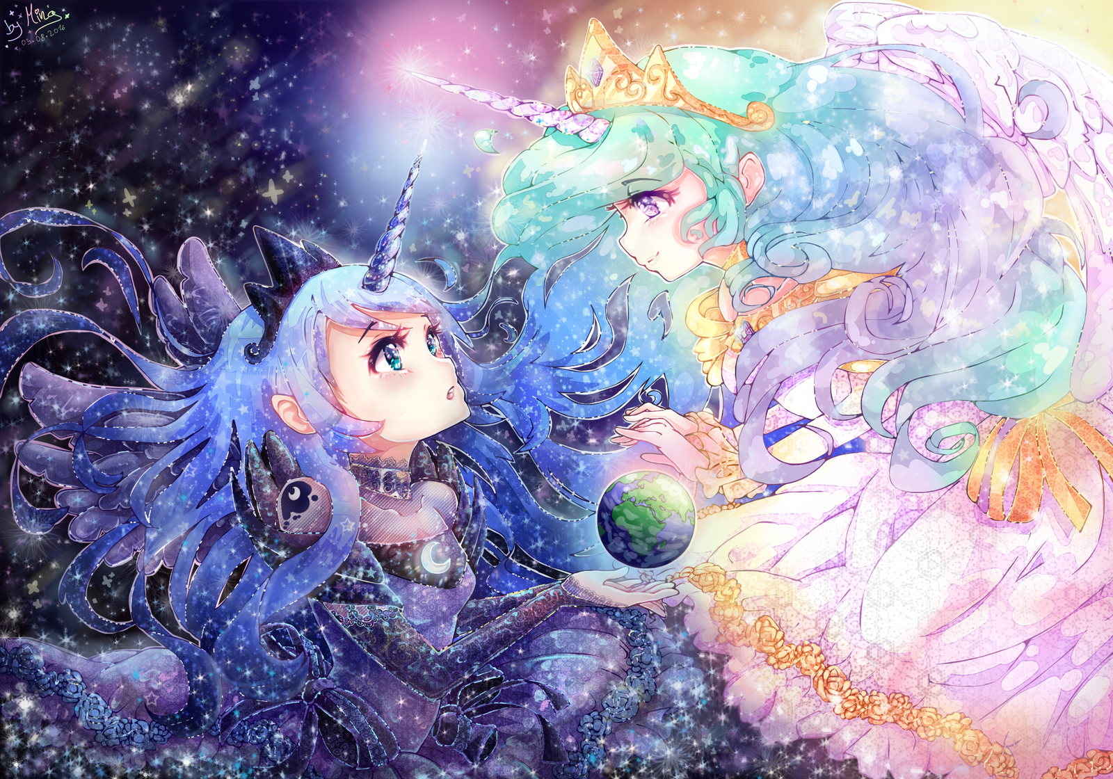 Luna and Celestia - My little pony, Princess luna, Princess celestia, Humanization