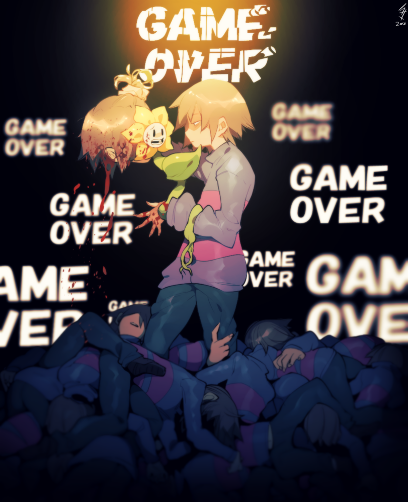 Game over. - Undertale, Frisk, Flowey, Grimdark