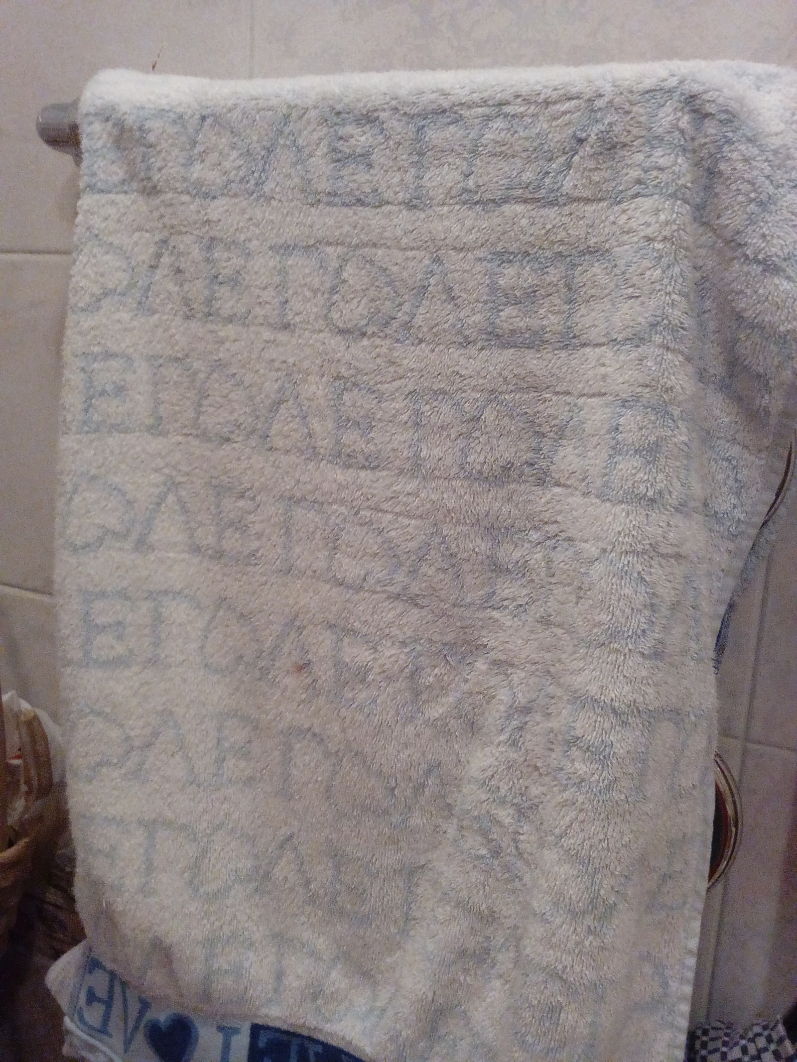 Mom bought dad a towel, dad was perplexed, because his name is Zhenya - My, Towel, Oleg, , Inscription