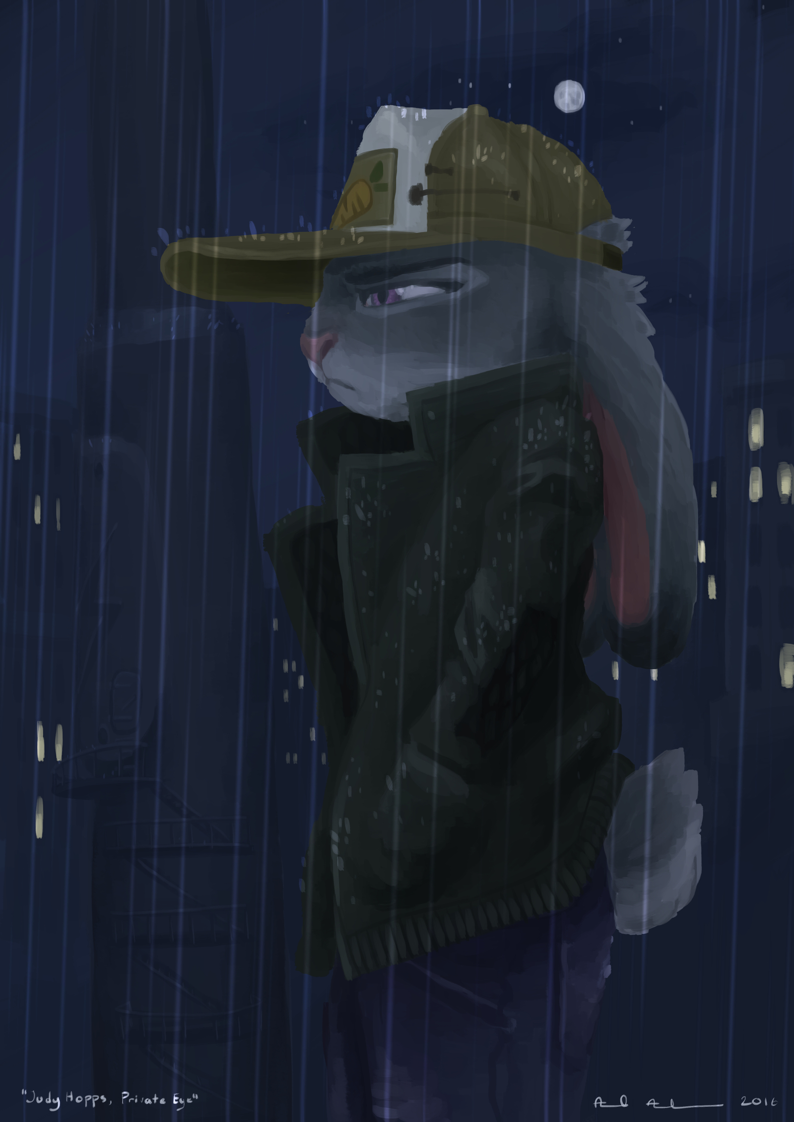 Private Detective - Rain, Art, Judy, Judy hopps, Zootopia