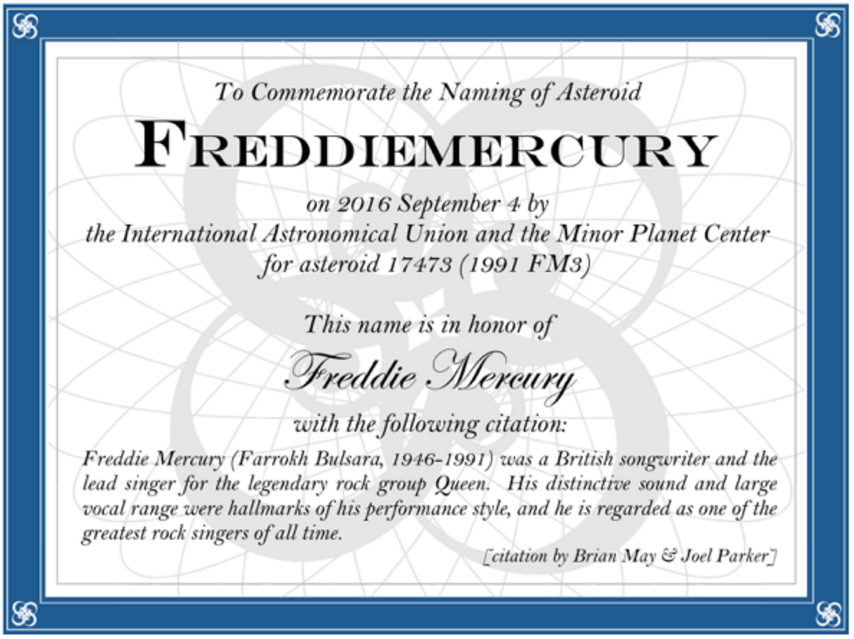 Asteroid named after Freddie Mercury - Events, Society, Space, Asteroid, Freddie Mercury, Interfax, Video, Longpost