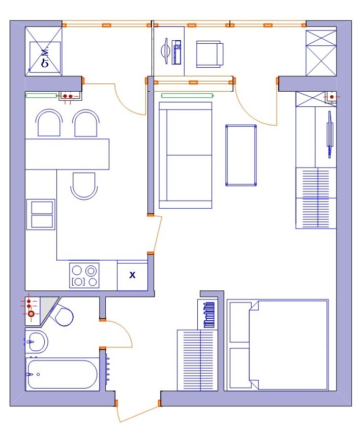 Redevelopment and functional zoning of a one-room apartment - My, Repair, One room apartment, Redevelopment, Longpost, , Bathroom, Design, Interior Design