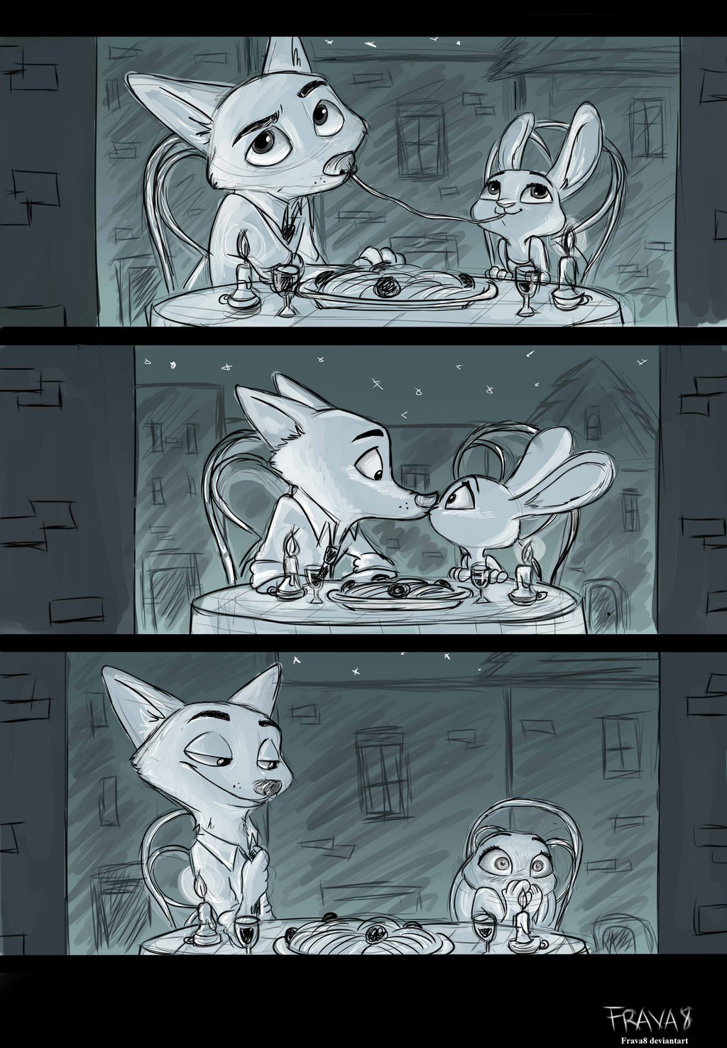 Romantic dinner. - Zootopia, Zootopia, Nick and Judy, 