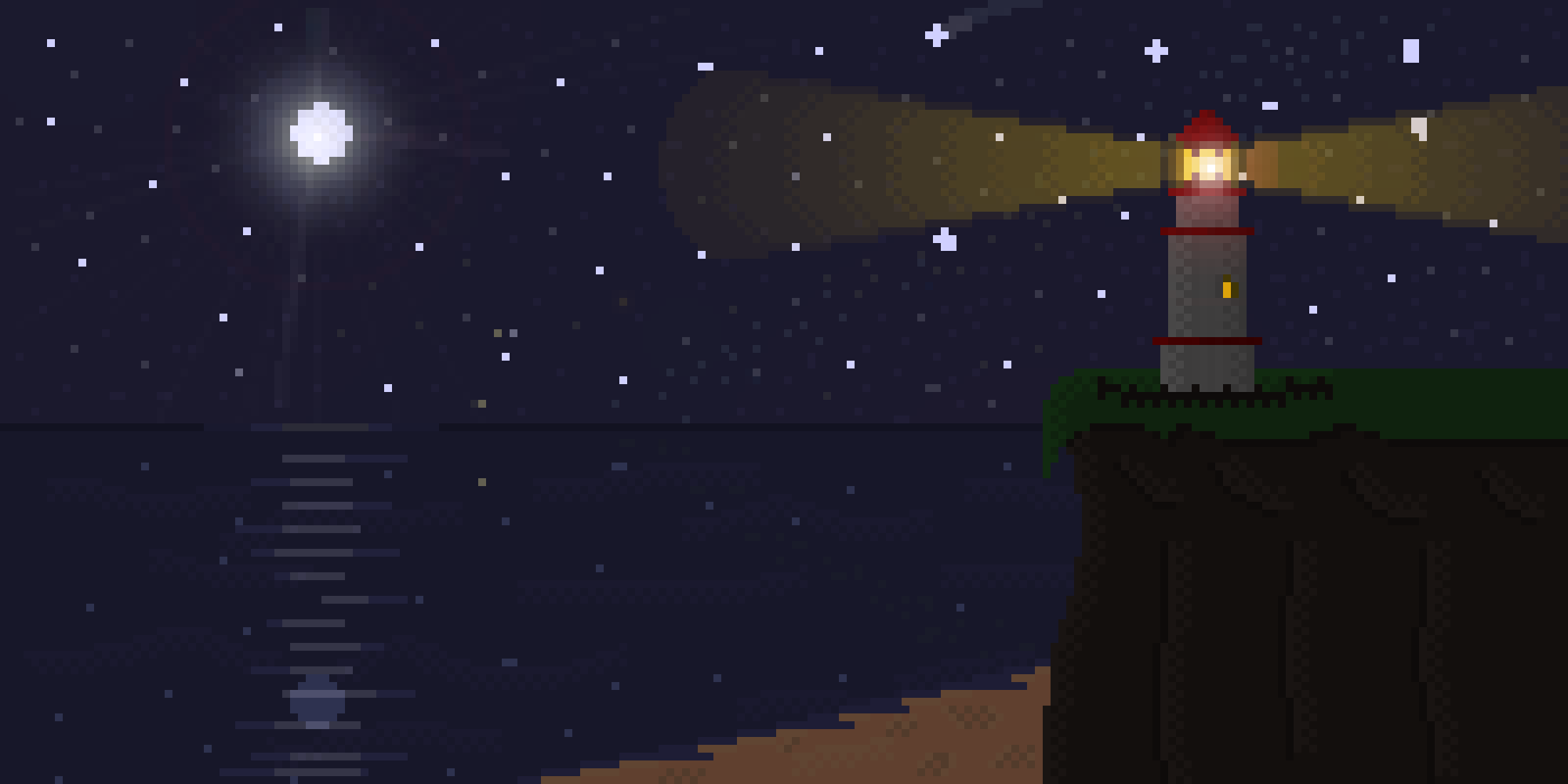 Art for the coming dream - My, Pixel Art, Lighthouse, Night, Sea, Old school, Pixel