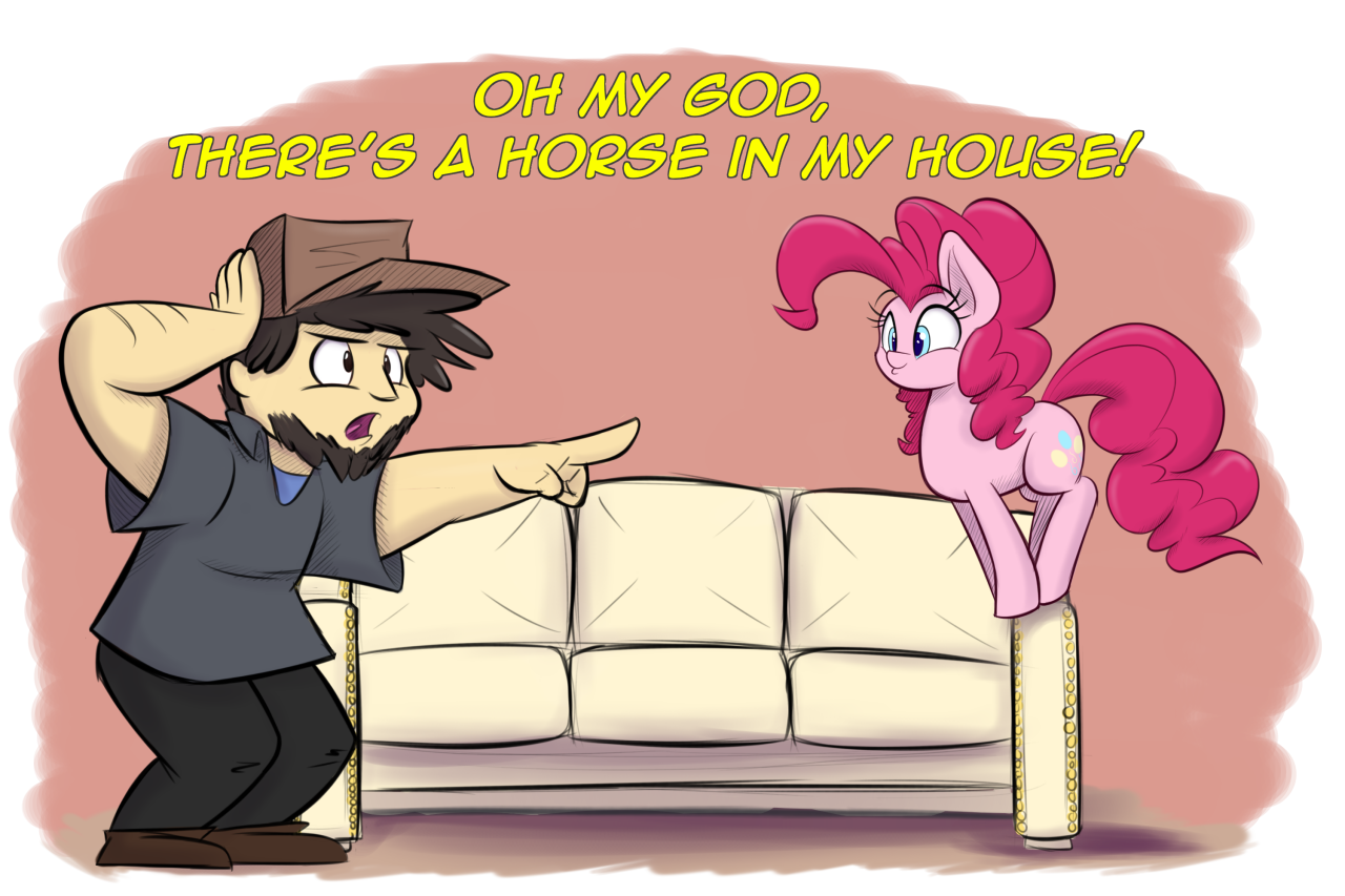 Oh my god, the horse is in my house! - My little pony, Pinkie pie, Jontron