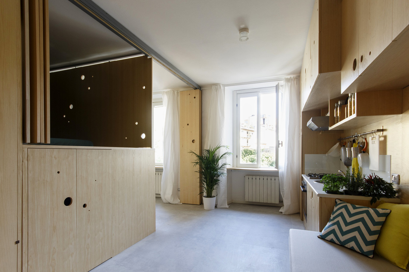 Apartment in Milan - Interior, Design, Layout, Transformer apartment, Cosiness, House, Ceiling, Malometrazhka, Longpost