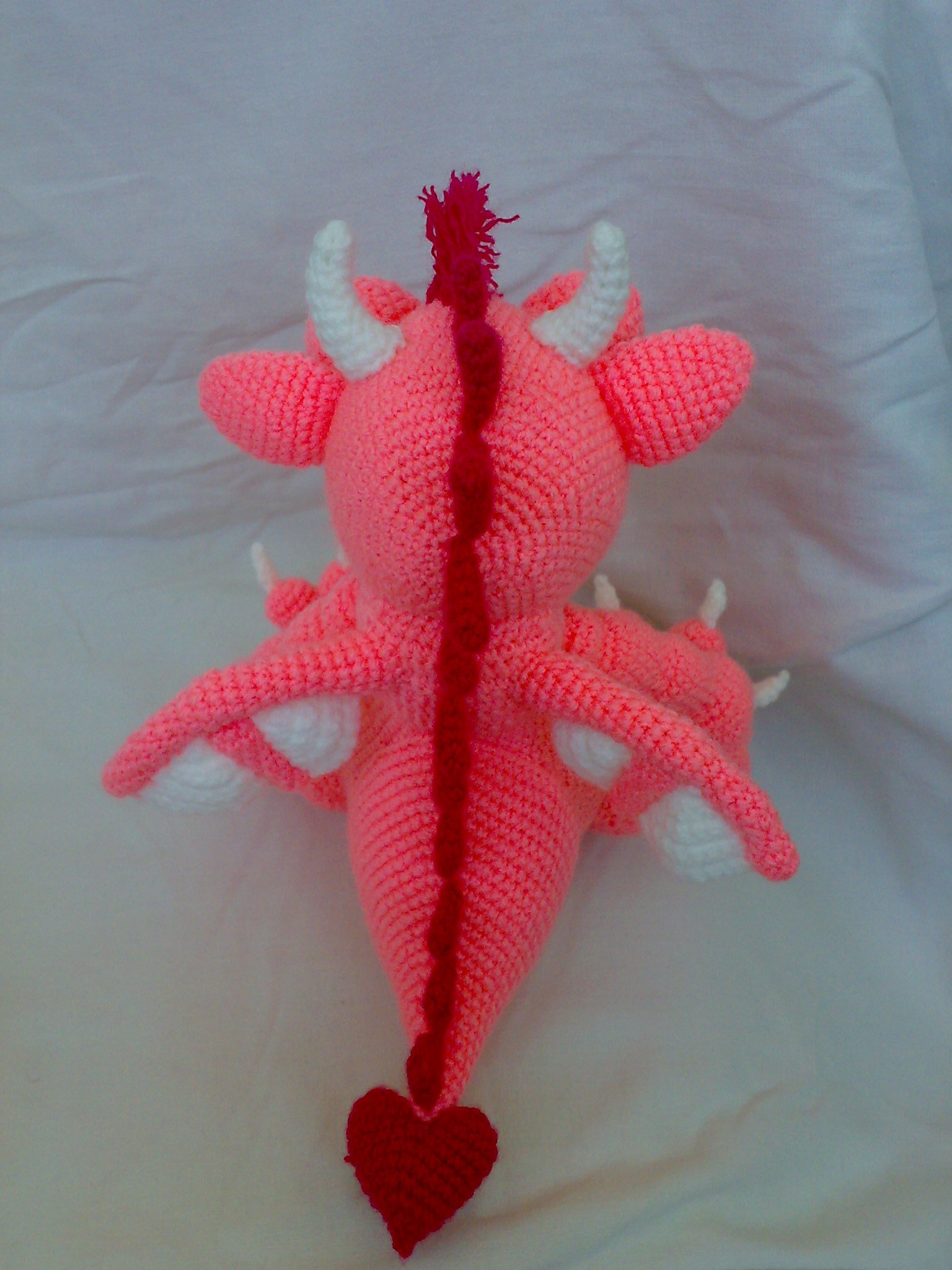 Sad pink dragon - My, Amigurumi, Needlework, Knitting, The Dragon, Toys, Longpost