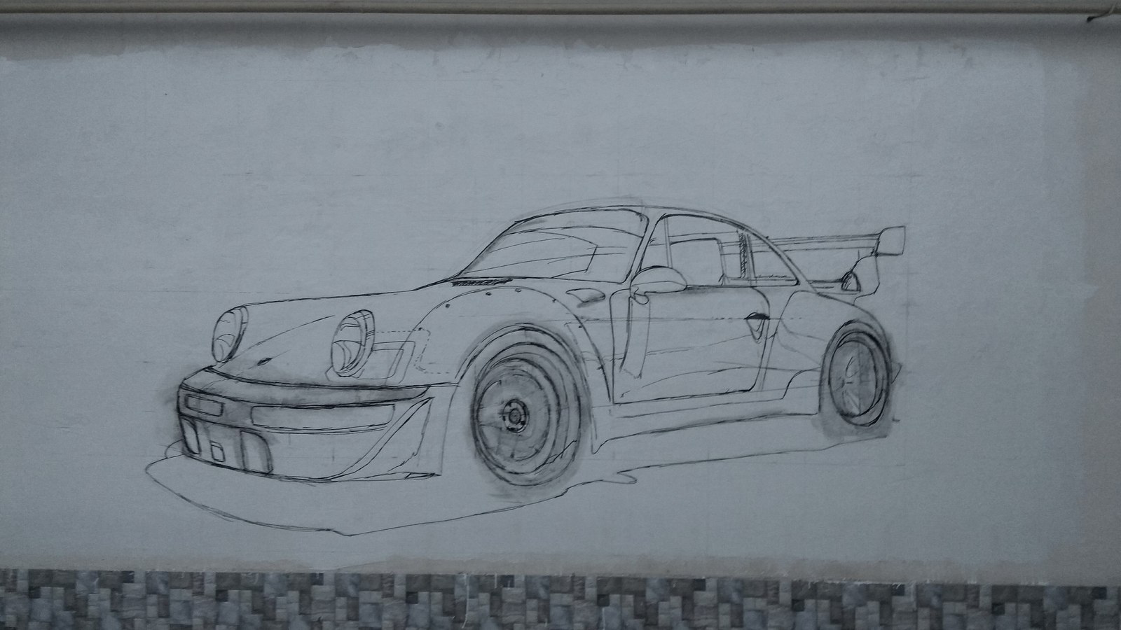 Porshik - My, Porsche, Drawing on the wall, Drawing, Longpost