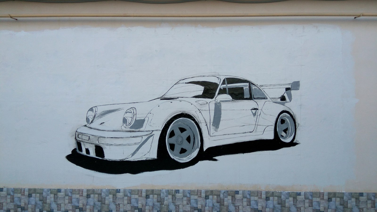 Porshik - My, Porsche, Drawing on the wall, Drawing, Longpost