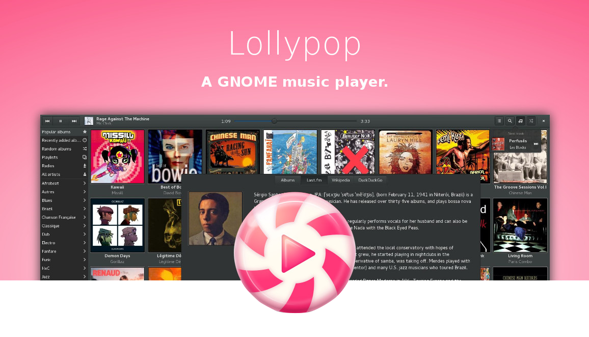 Lollypop - music player - Software, Linux, Text, Open source, Music