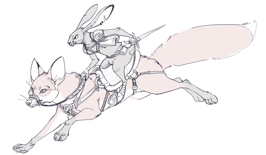 fantasy beasts - Anthro, Art, Lineart, , Birds, Fantasy, Rabbit, Mouse, Longpost