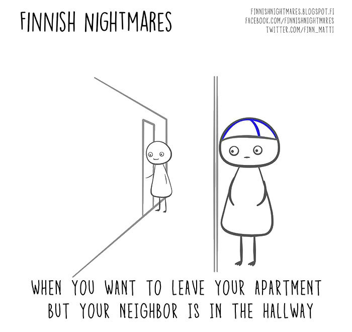 Finnish nightmares, understandable to any introvert. - Finland, Introvert, Comics, Stereotypes, Nightmare, Longpost